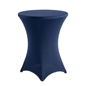 Navy blauwe stretch statafelrok om statafel