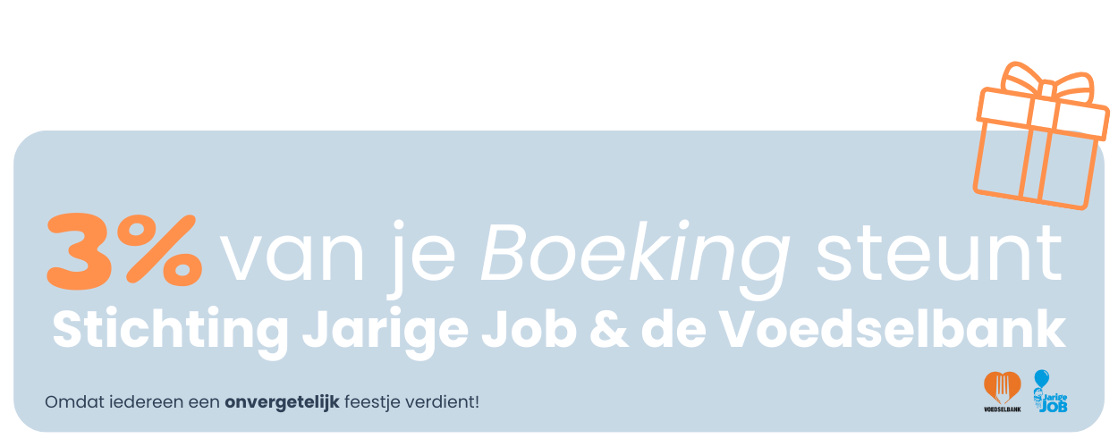 Dagpakketverhuur doneert 3% van elke boeking aan Stichting Jarige Job en de Voedselbank